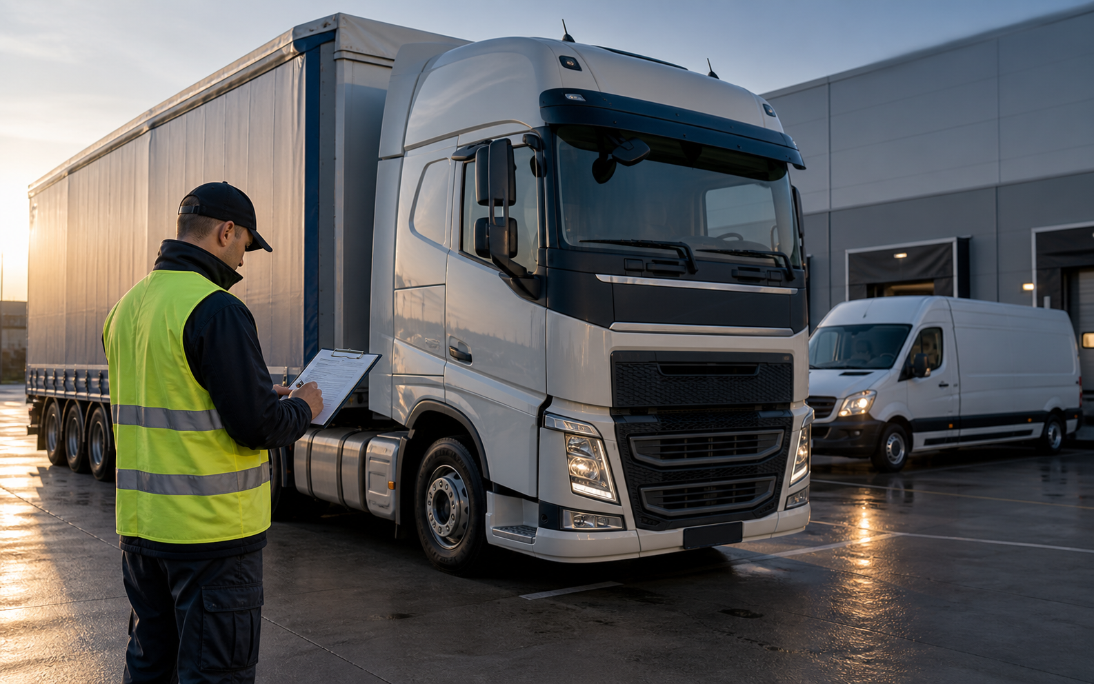 Conceptual Norwegian market logistics work scene
