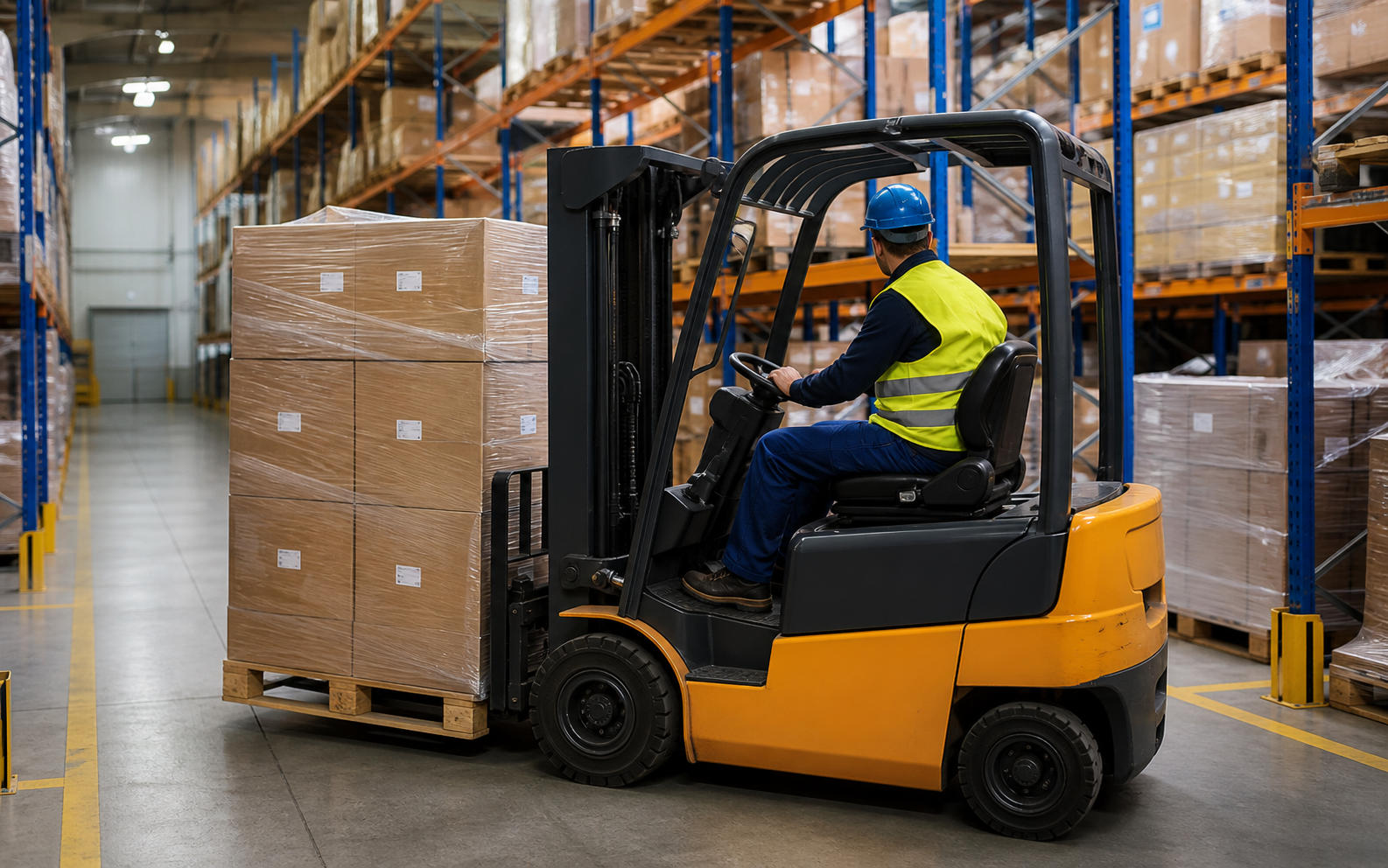 Conceptual photo of forklift warehouse operator